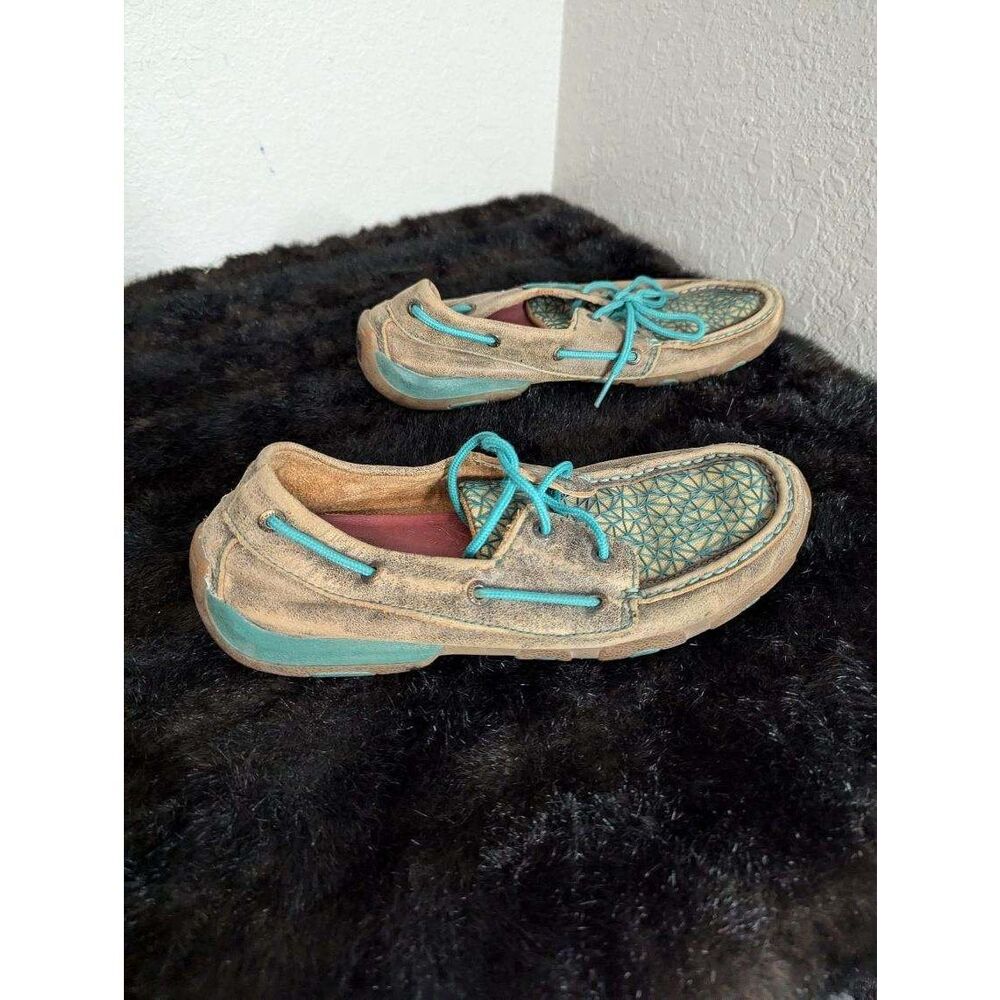 Twisted‎ X leather teal western loafers Sz 8.5
